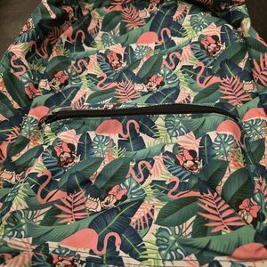 Disney Minnie Mouse Green Tropical N Flamingos Backpack